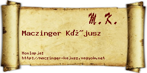 Maczinger Kájusz névjegykártya